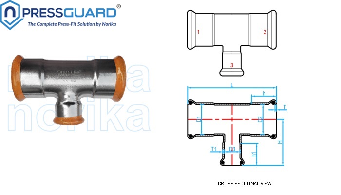 Stainless Steel 316L Press Fit Reducing Tee